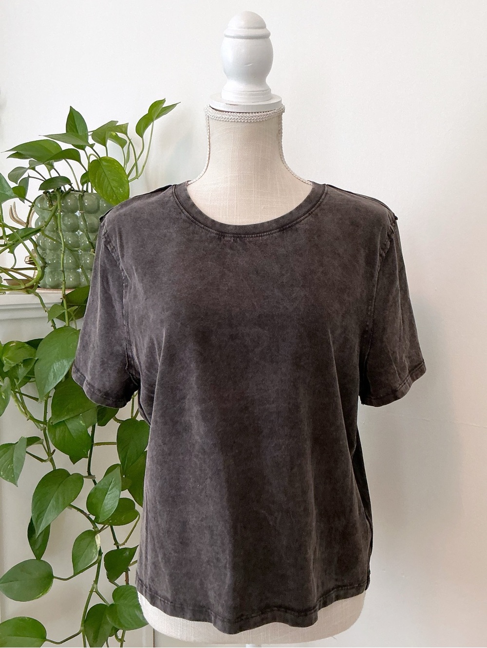 Free People | We the Free Washed Black Short Sleeve size L